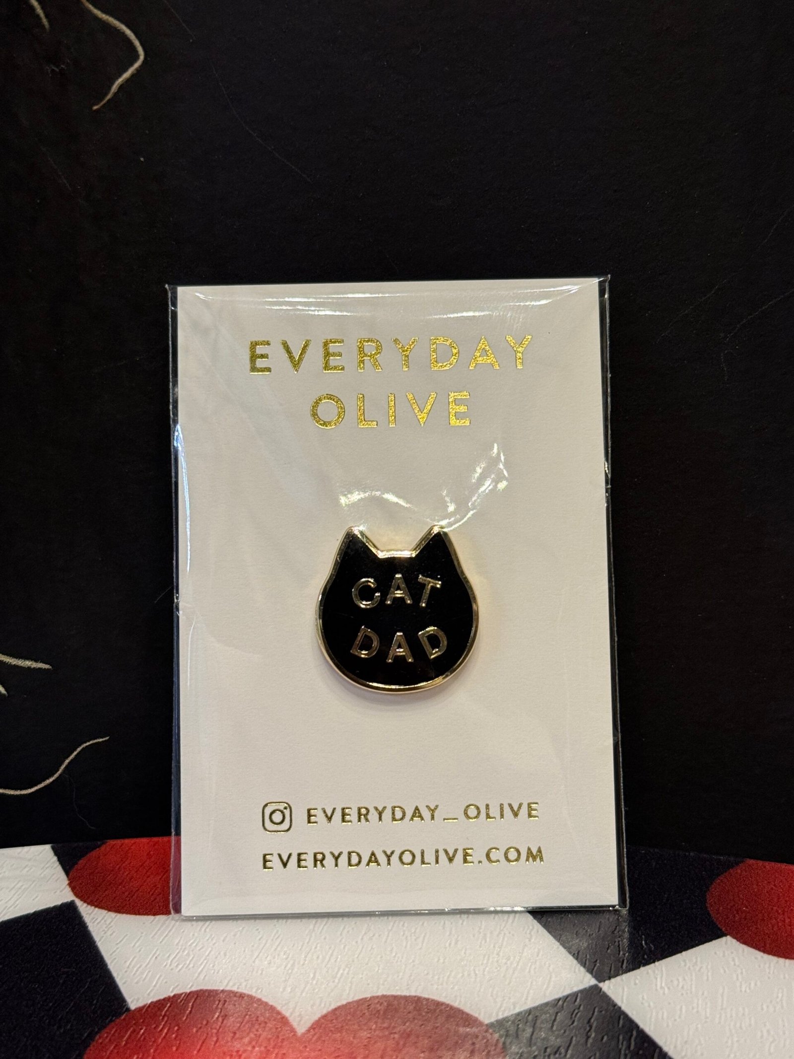 Black & Gold Cat Dad Pin
