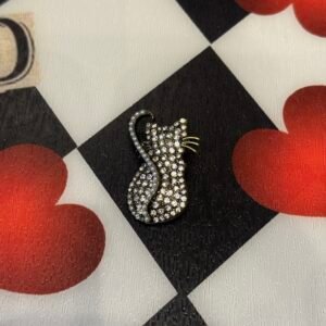 Jeweled Cat Brooch