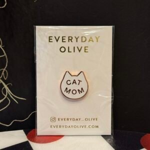 White & Copper Cat Mom Pin